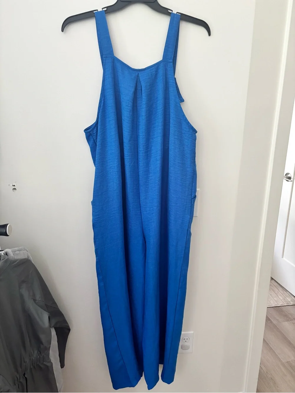 Bright Blue Wide-Leg Overalls Jumpsuit